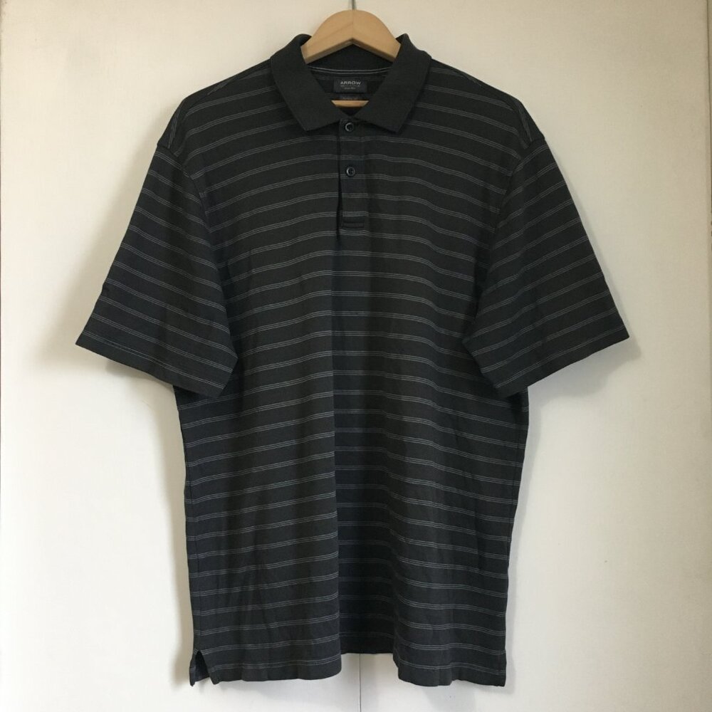 Arrow Monochrome Thin Striped Classic Fit Polo Shirt Black & White